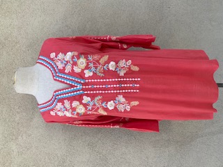 Bell Sleeves Coral/multi Embroidery Tunic - Coral